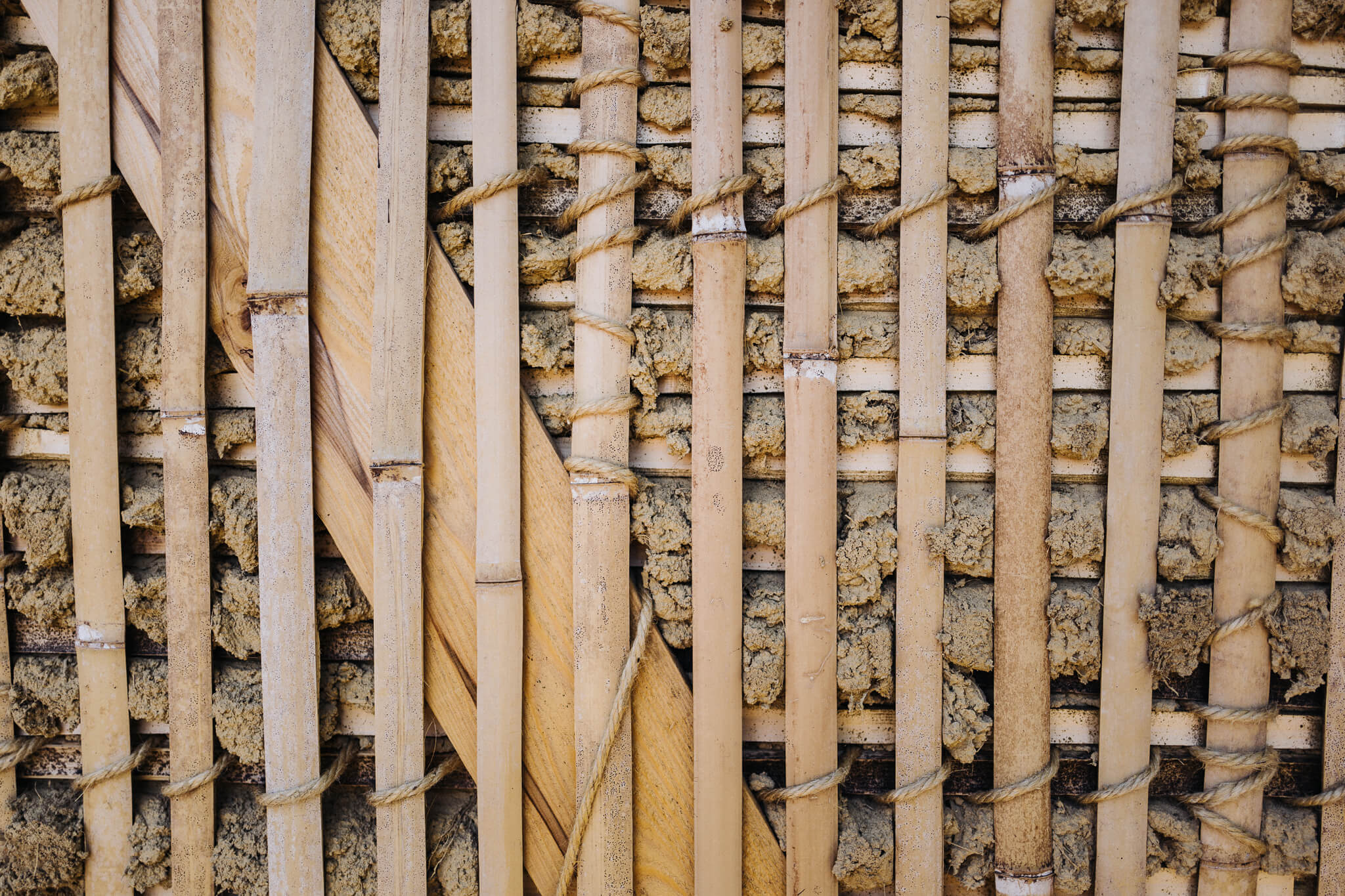 A closeup of the traditional Japanese wall